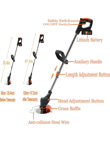 Cortadora de Maleza Knutat 24V Inalámbrica 1.18kg