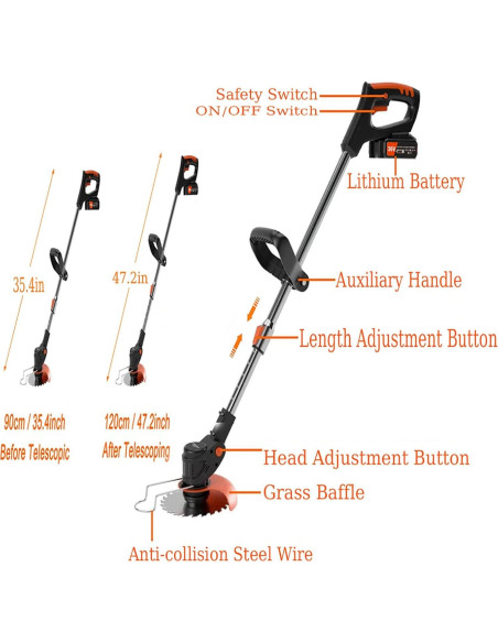 Cortadora de Maleza Knutat 24V Inalámbrica 1.18kg