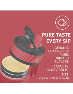 Botella de Agua Aislada Asobu Aspen 591ml Cerámica Roja 2