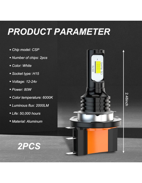 Bombillas Antiniebla H15 Yumfugu 6000K 4000LM 2 Pcs