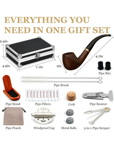 Pipa de Tabaco Joyoldelf Ébano Hecha a Mano con Accesorios