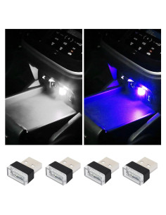 Augeny Lámpara de Ambiente Interior de Coche USB LED 4 PCS