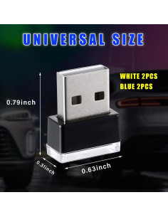 Augeny Lámpara de Ambiente Interior de Coche USB LED 4 PCS 2
