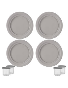 4 Tapas de Silicona para Tazas de Helado Lasuroa 11.5cm Gris