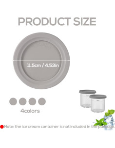 4 Tapas de Silicona para Tazas de Helado Lasuroa 11.5cm Gris 2