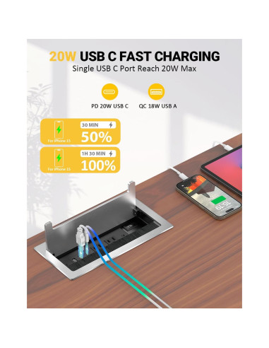 Conector de Potencia Kungfuking para Mesa de Conferencias 7 en 1