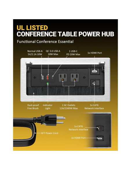 Conector de Potencia Kungfuking para Mesa de Conferencias 7 en 1