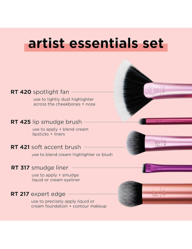 Conjunto de Brochas de Maquillaje Real Techniques 5 Piezas