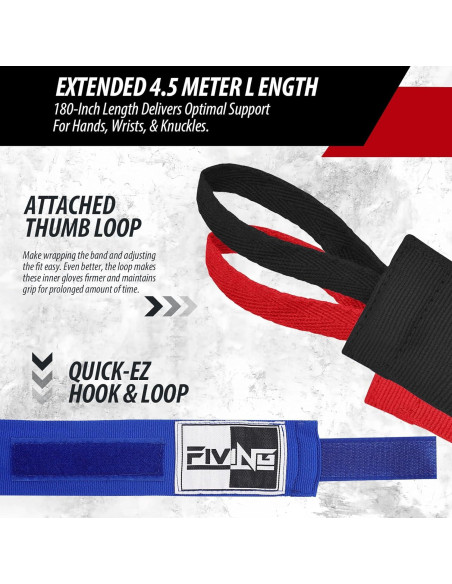 Envolturas de Mano de Boxeo FIVING 450 cm Unisex Azul