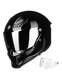 Casco de Moto ILM MF509 Doble Visor Negro Brillante 2XL