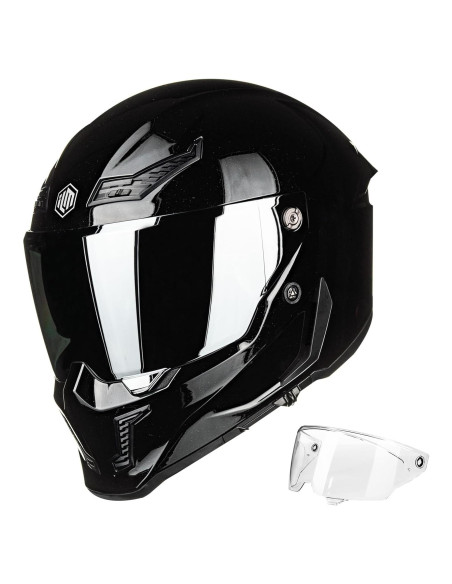 Casco de Moto ILM MF509 Doble Visor Negro Brillante 2XL