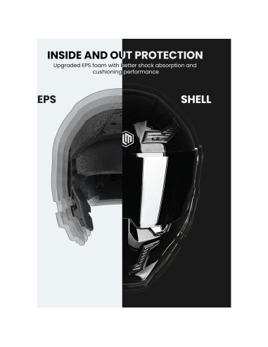Casco de Moto ILM MF509 Doble Visor Negro Brillante 2XL