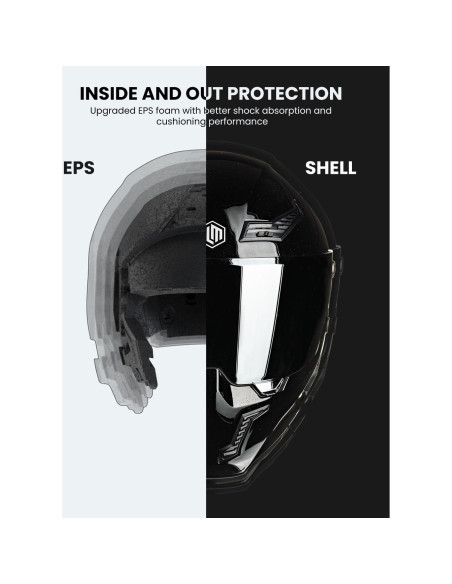 Casco de Moto ILM MF509 Doble Visor Negro Brillante 2XL