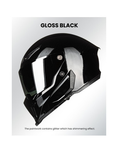 Casco de Moto ILM MF509 Doble Visor Negro Brillante 2XL