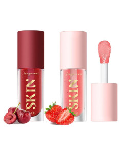 2 Pack Aceite Labial Brillante BANGFENG Fresa Cereza Hidratante