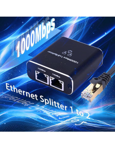 Divisor Ethernet 1 a 2 LIEZHUA 1000Mbps con Cable LAN Cat 6 2
