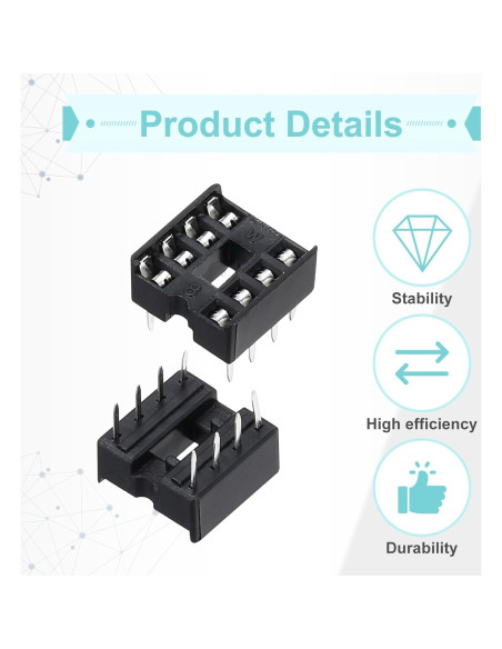 Adaptador de Zócalo DIP IC 8 Pines MECCANIXITY 80 Pcs 2.54mm