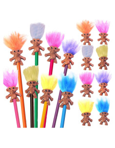 Pack 16 Toppers de Lápiz Vintage Trolls TOMZEGNA 7.1 cm