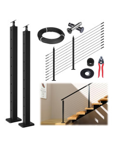 Kit Barandilla de Cable Muzata 2 Postes 8,39 kg 150 pies