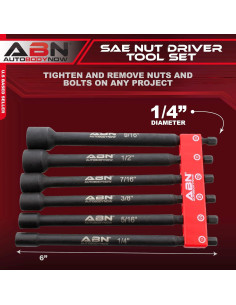 Juego de Herramientas de Conductor de Tuerca ABN 6 Piezas 15.2 cm 2