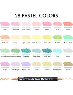 Marcadores de Pintura Acrílica Doble Punta Shuttle Art 28 Colores Pastel 2