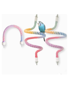 Juego de Perchas de Rope Nopikku 3pcs para Aves (2 Largas + 1 Corta)