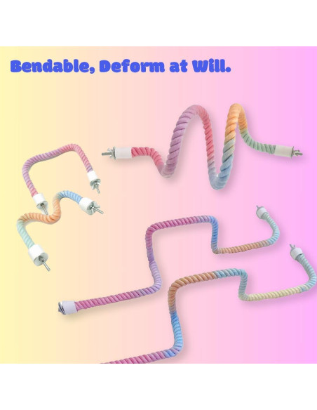 Juego de Perchas de Rope Nopikku 3pcs para Aves (2 Largas + 1 Corta)