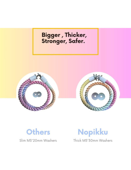 Juego de Perchas de Rope Nopikku 3pcs para Aves (2 Largas + 1 Corta)