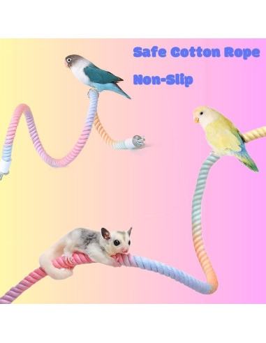 Juego de Perchas de Rope Nopikku 3pcs para Aves (2 Largas + 1 Corta)