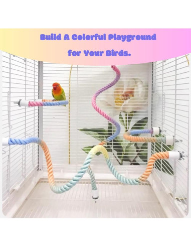 Juego de Perchas de Rope Nopikku 3pcs para Aves (2 Largas + 1 Corta)