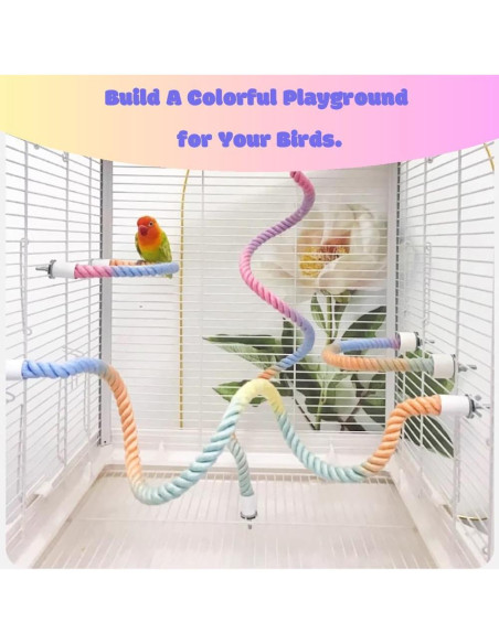 Juego de Perchas de Rope Nopikku 3pcs para Aves (2 Largas + 1 Corta)