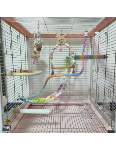 Juego de Perchas de Rope Nopikku 3pcs para Aves (2 Largas + 1 Corta)