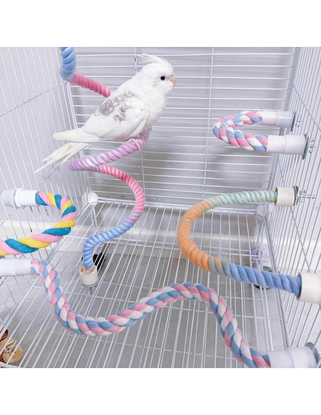 Juego de Perchas de Rope Nopikku 3pcs para Aves (2 Largas + 1 Corta)