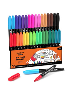 Marcadores de Pizarra Blanca Shuttle Art, Paquete de 32, Punta Fina