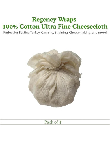 Tela de Queso Ultra Fina 100% Algodón Regency Wraps 4 Pzas