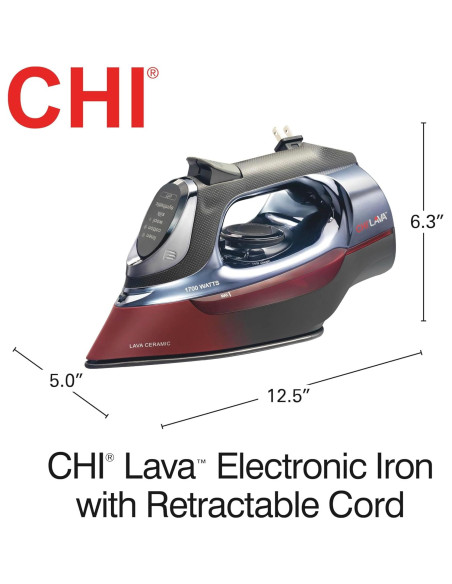 Plancha de Vapor CHI 1700W con Cable Retráctil 2.44m