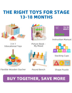 TOOKYLAND Set Educativo Montessori 6 en 1 para Niños 13-18 Meses 2