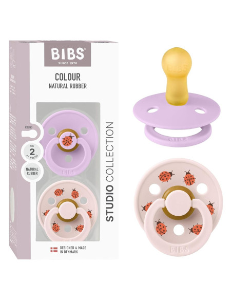 BIBS Studio Chupete 2-Pack Láttex Natural 6-18 Meses Cielo Violeta/Pétalo