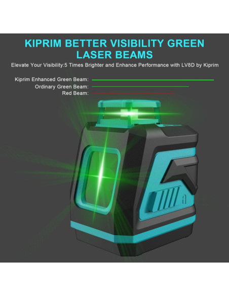 Nivel Láser Verde Kiprim LV8D 5 Líneas 40m con Baterías