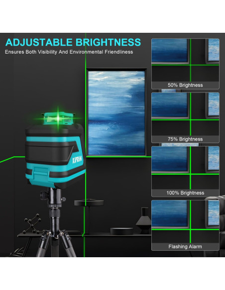 Nivel Láser Verde Kiprim LV8D 5 Líneas 40m con Baterías