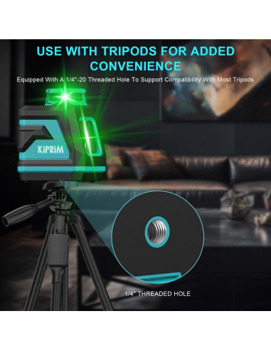 Nivel Láser Verde Kiprim LV8D 5 Líneas 40m con Baterías