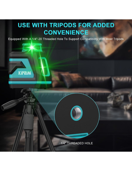 Nivel Láser Verde Kiprim LV8D 5 Líneas 40m con Baterías