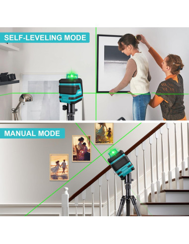 Nivel Láser Verde Kiprim LV8D 5 Líneas 40m con Baterías