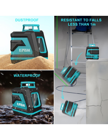 Nivel Láser Verde Kiprim LV8D 5 Líneas 40m con Baterías