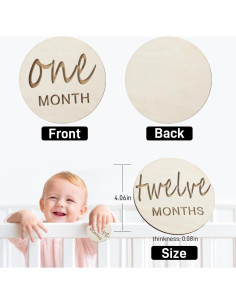 12 Tarjetas de Hitos Mensuales de Madera para Bebés - Regalo 2