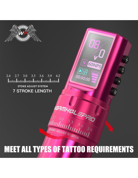 Pistola de Tatuaje Inalámbrica WORMHOLE PRO 7 Trazos Ajustables