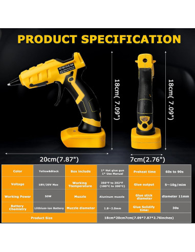 Pistola de Pegamento Caliente Inalámbrica RexLeLXB 50W