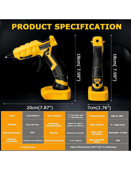 Pistola de Pegamento Caliente Inalámbrica RexLeLXB 50W Pistola de Pegamento Caliente Inalámbrica RexLeLXB 50W