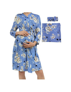 Conjunto de Bata de Maternidad SUFEINI con Manta y Diadema