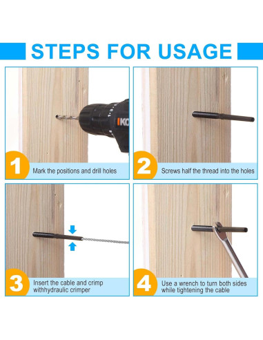 Tornillos de Swage Acero Inoxidable 200 Pzs para Barandilla